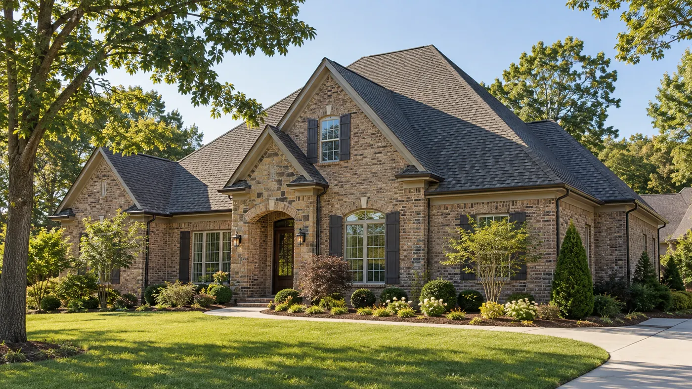 Brick home with an architectural shingle roof